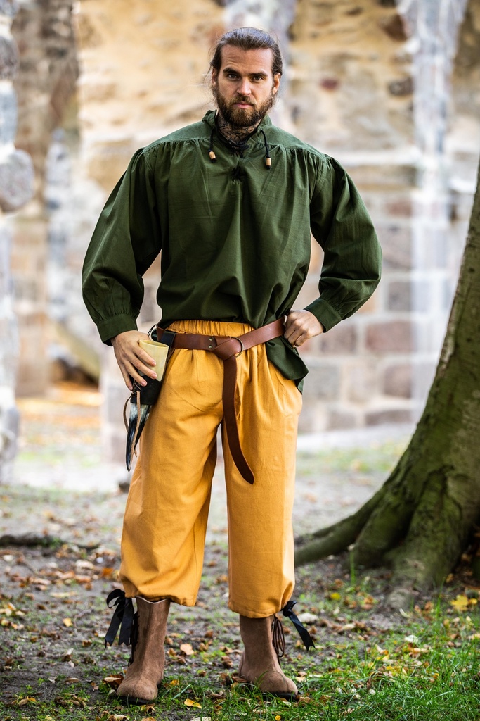 Einfaches Mittelalterhemd grün, Baumwolle Hemd