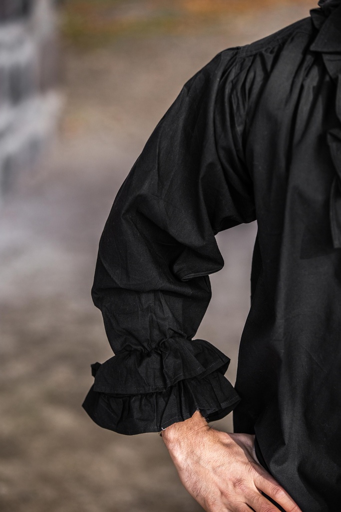 Rüschenhemd Piratenhemd schwarz für Larp und Mittelalter Kostüme 