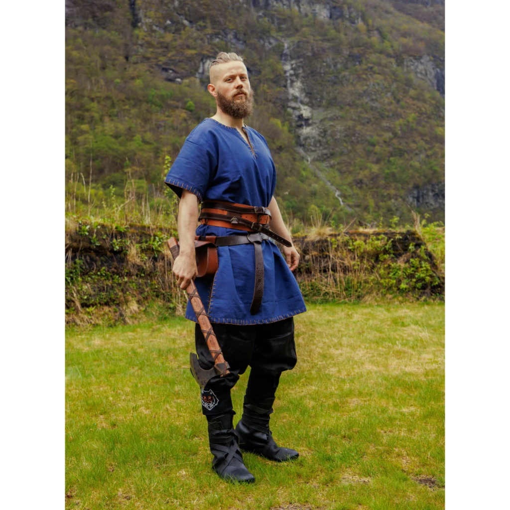 Wikingerhose mit Beinschnürung Wodan schwarz Leinen- Mittelalter Gewand Larp & Reenactment