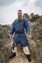 Wikingertunika Erik Dunkelblau mit Lederapplikation und Nieten Wikinger