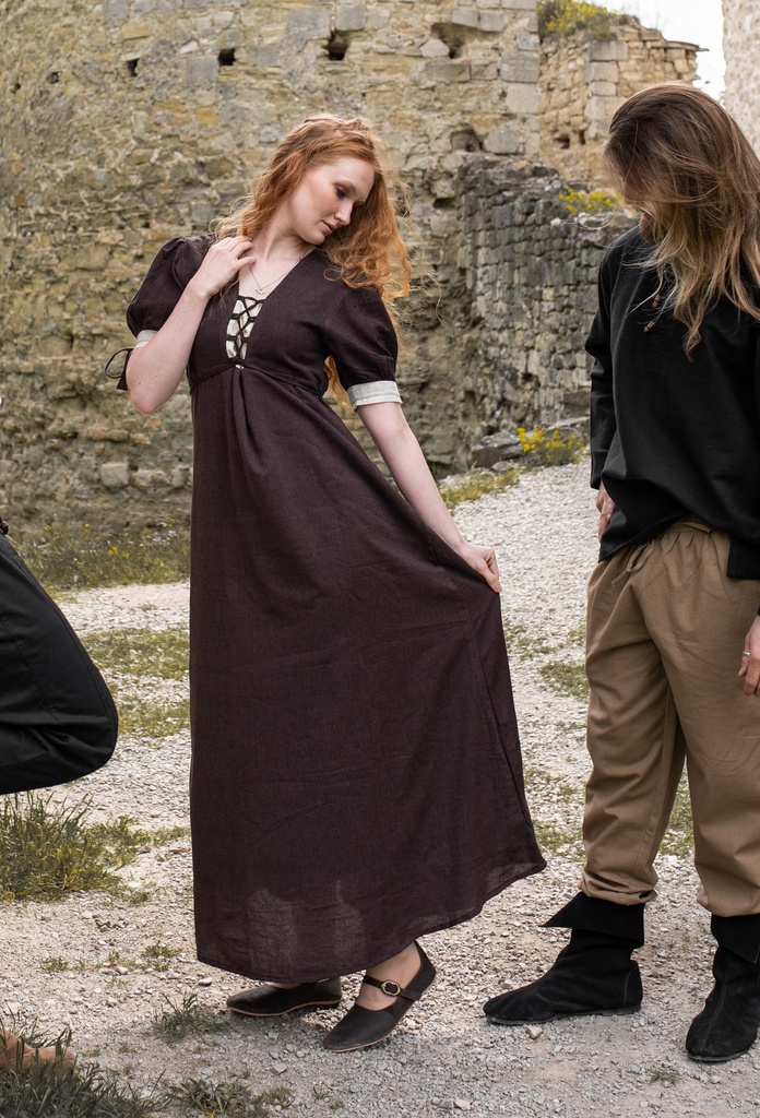 Mittelalterliches Sommerkleid "Denise" in braun-natur 