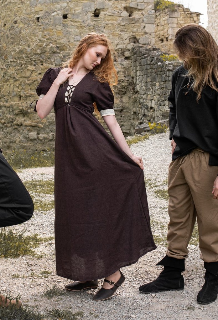 Mittelalterliches Sommerkleid "Denise" in braun-natur 