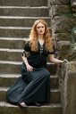 Mittelalterliches Sommerkleid "Denise" in grün-natur 