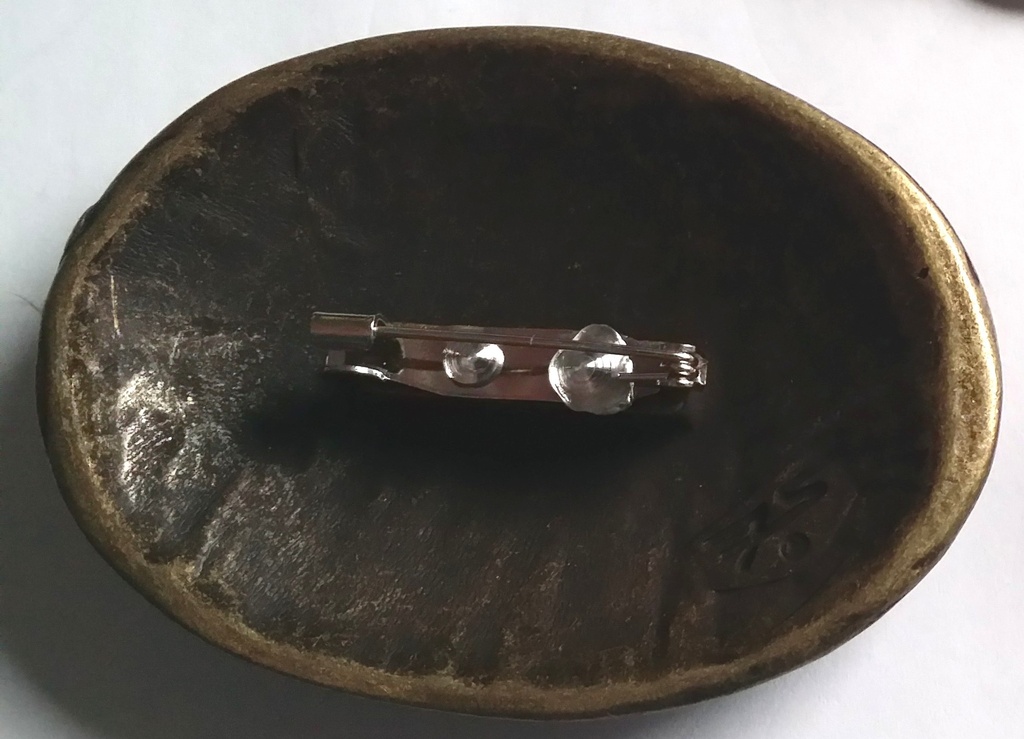 leichte Gewand-Brosche "kelt. Seepferdchen", altmessingfarben