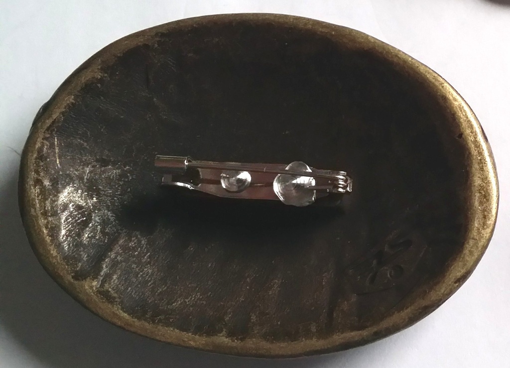 leichte Gewand-Brosche "kelt. Seepferdchen", altmessingfarben