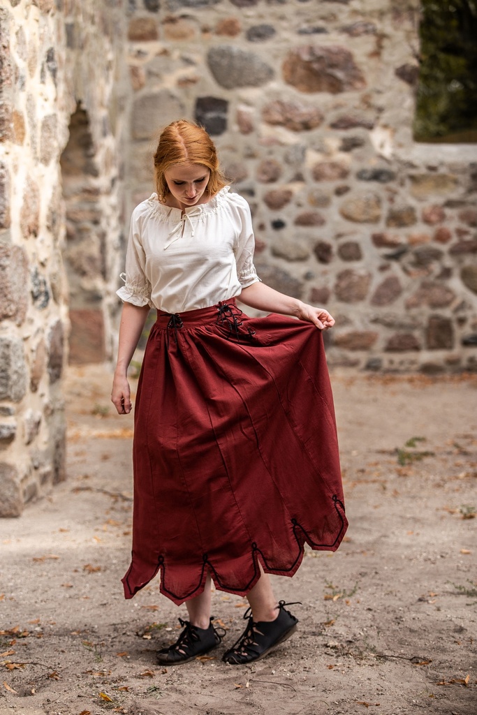 Mittelalterrock mit Stickerei "Svenja" Rot