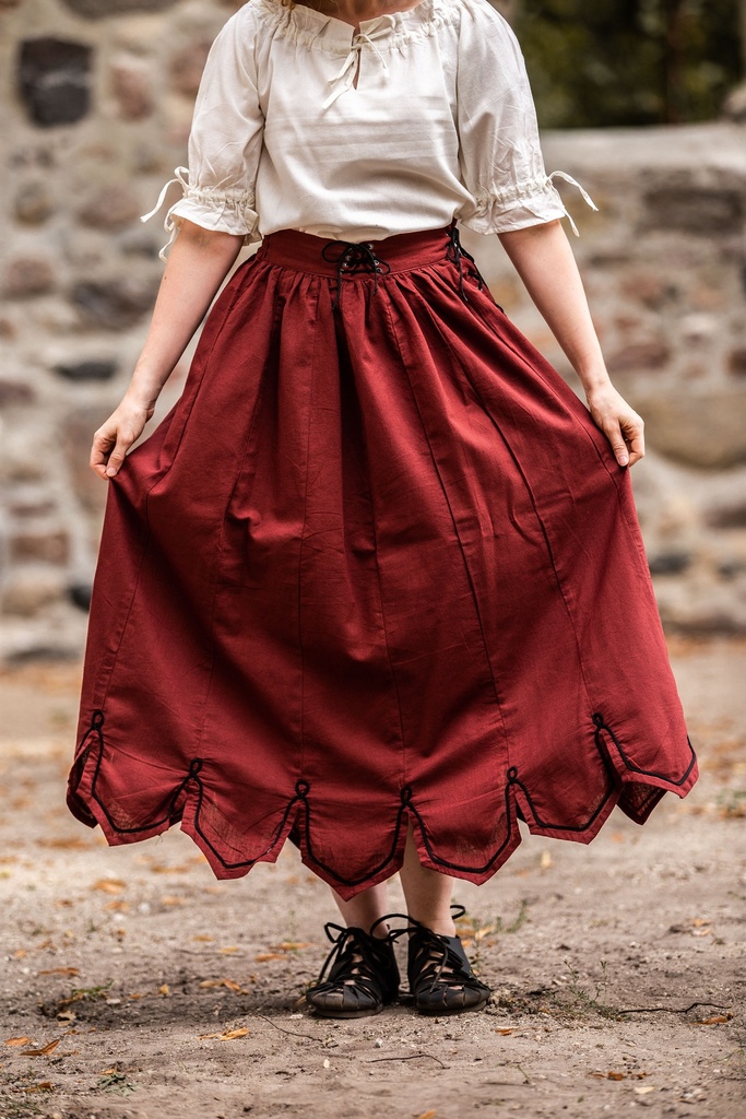 Mittelalterrock mit Stickerei "Svenja" Rot