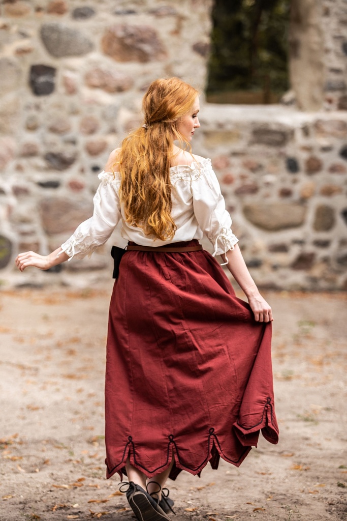 Mittelalterrock mit Stickerei "Svenja" Rot