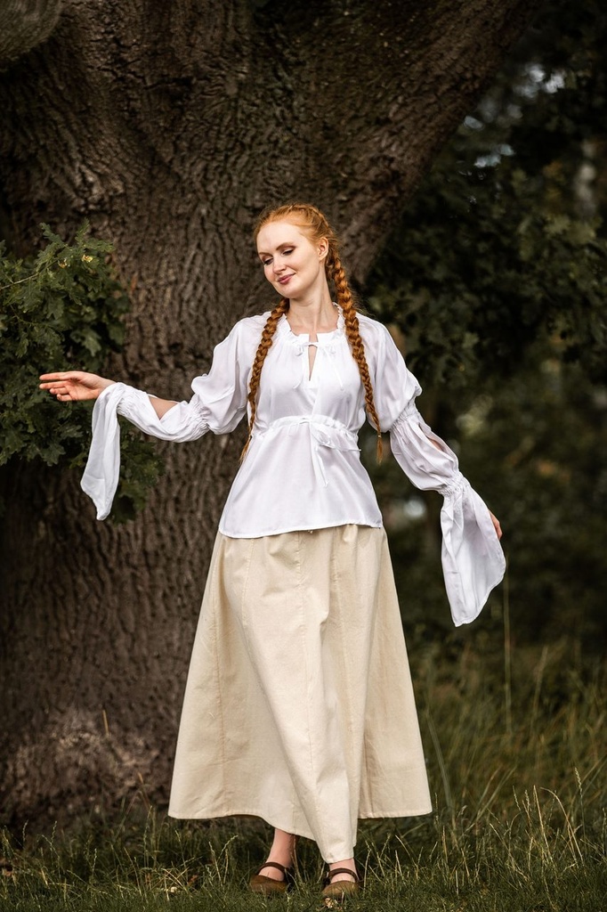 Bluse 'Victoria' mit Raffärmeln Weiß 100% Viskose