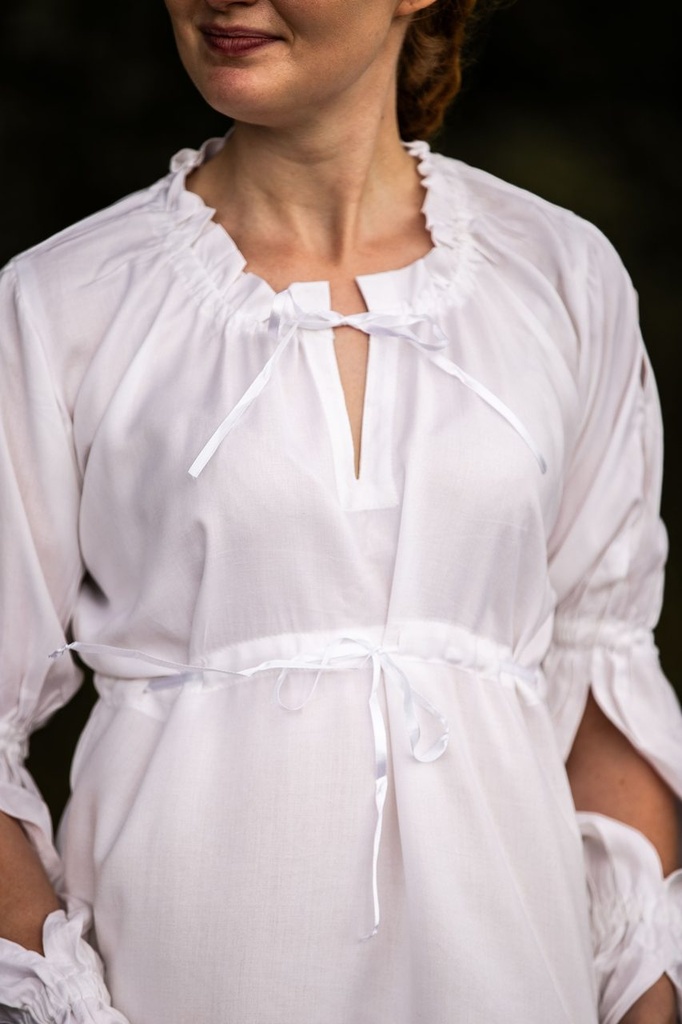 Bluse 'Victoria' mit Raffärmeln Weiß 100% Viskose