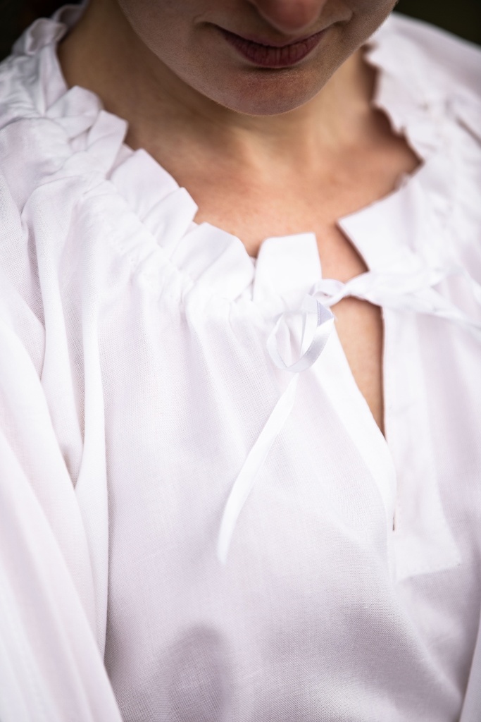 Bluse 'Victoria' mit Raffärmeln Weiß 100% Viskose