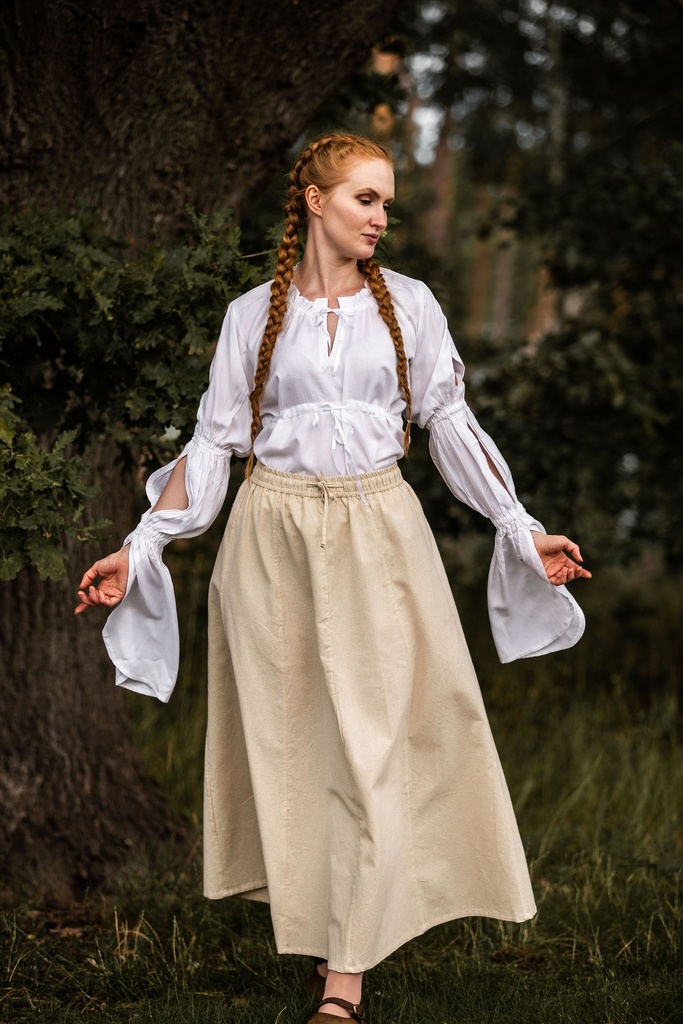 Bluse 'Victoria' mit Raffärmeln Weiß 100% Viskose