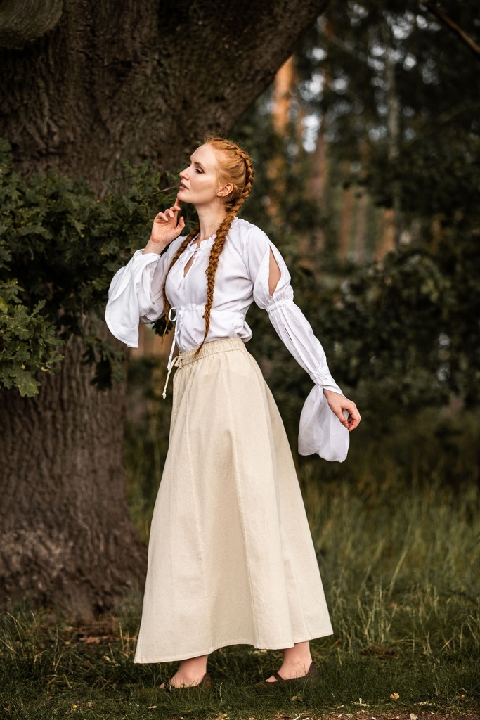 Bluse 'Victoria' mit Raffärmeln Weiß 100% Viskose