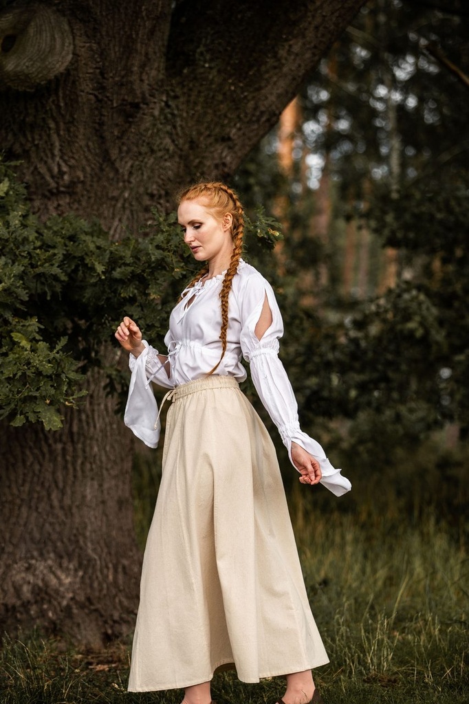 Bluse 'Victoria' mit Raffärmeln Weiß 100% Viskose