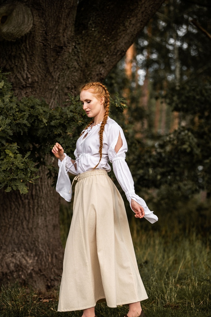 Bluse 'Victoria' mit Raffärmeln Weiß 100% Viskose