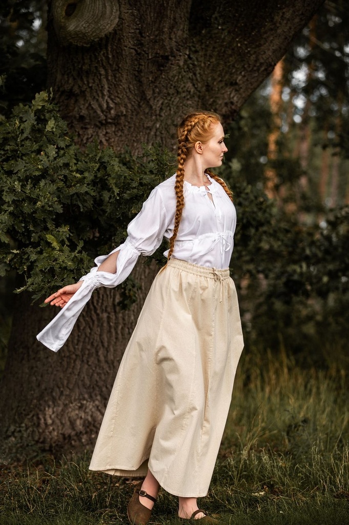 Bluse 'Victoria' mit Raffärmeln Weiß 100% Viskose