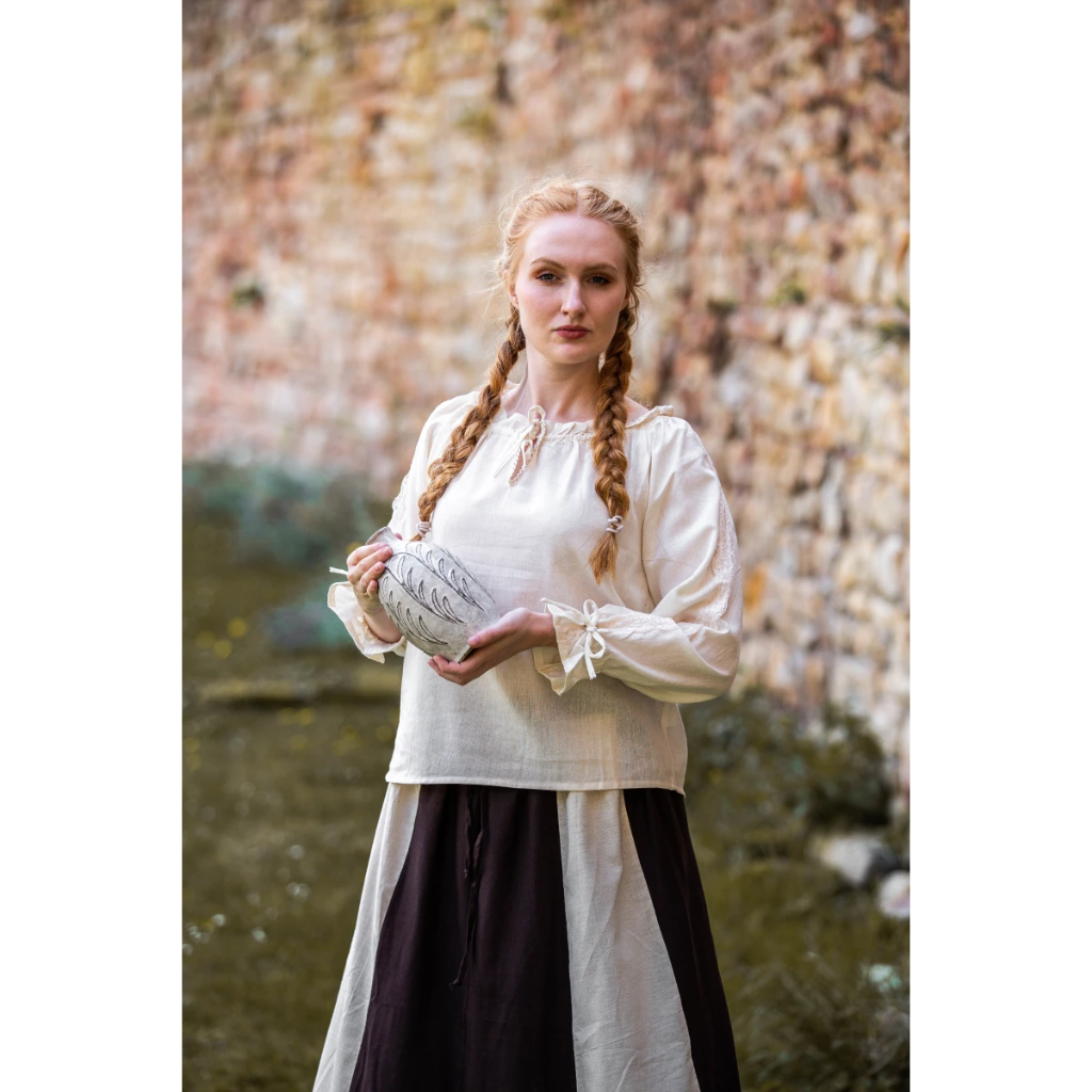 Mittelalterbluse mit Spitze "Bettina" Natur
