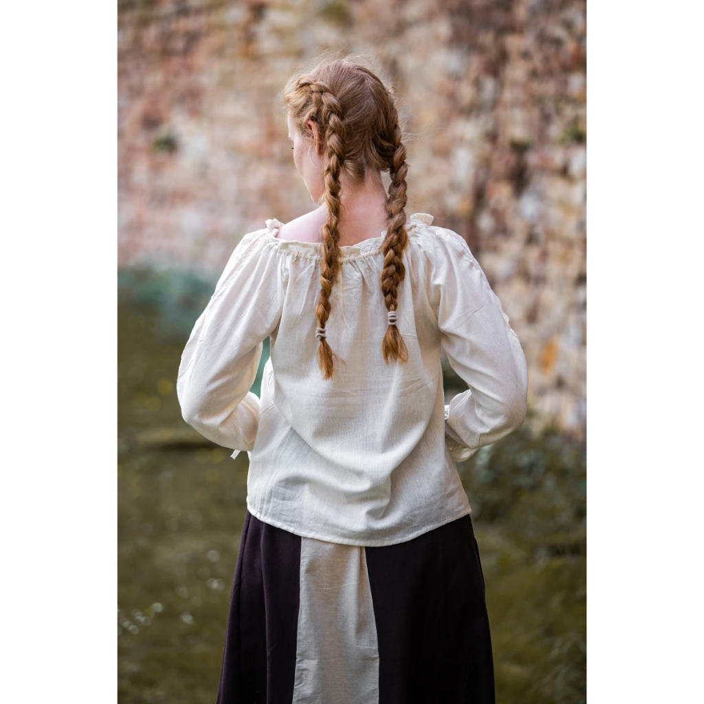 Mittelalterbluse mit Spitze "Bettina" Natur