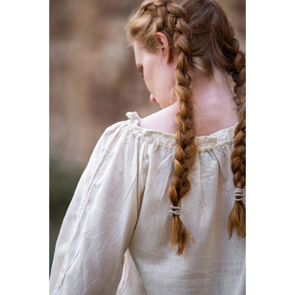 Mittelalterbluse mit Spitze "Bettina" Natur