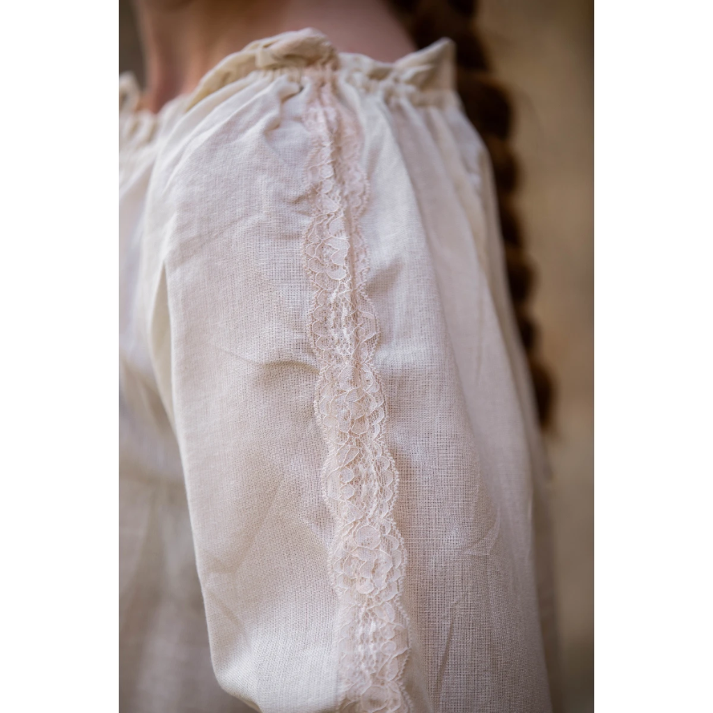 Mittelalterbluse mit Spitze "Bettina" Natur