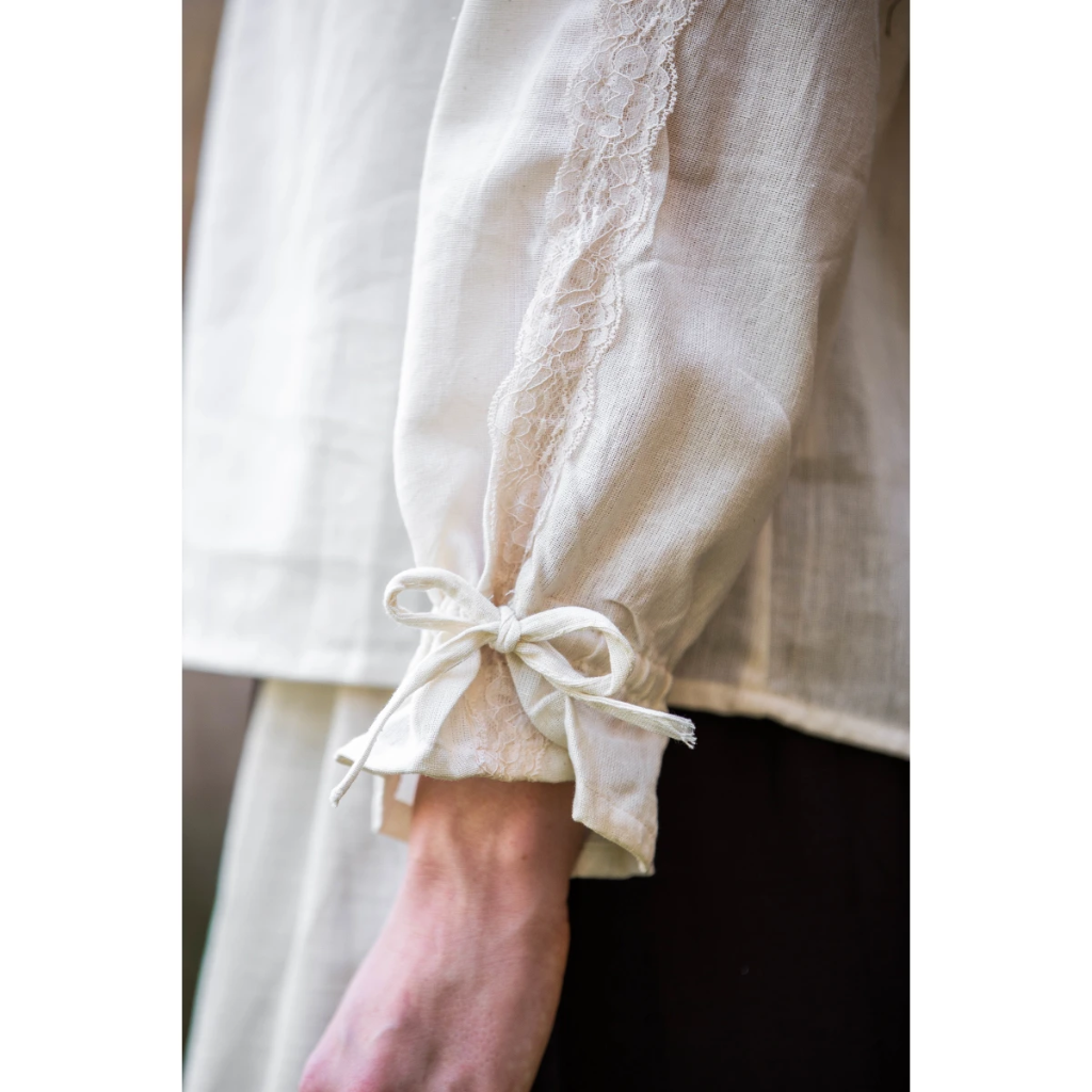 Mittelalterbluse mit Spitze "Bettina" Natur