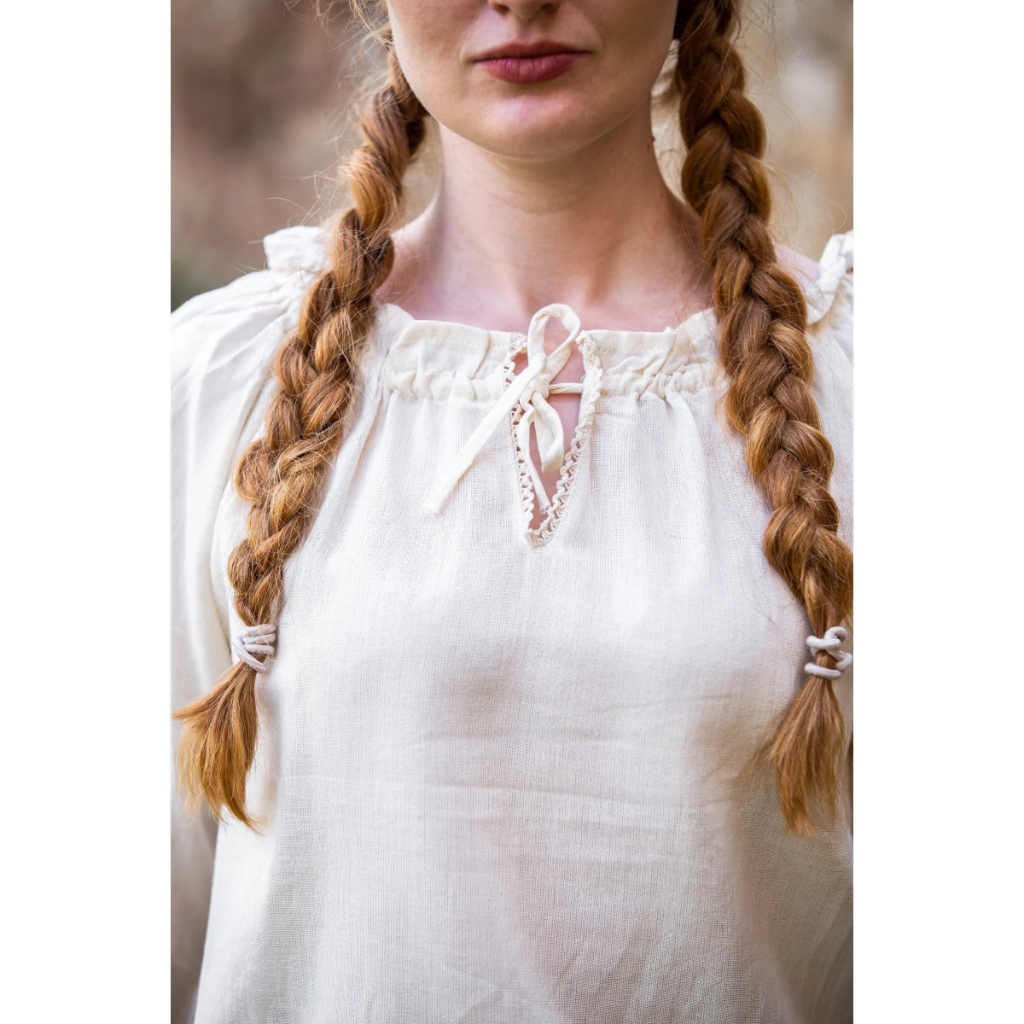 Mittelalterbluse mit Spitze "Bettina" Natur