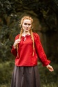 Mittelalterbluse mit Spitze "Bettina"Rot