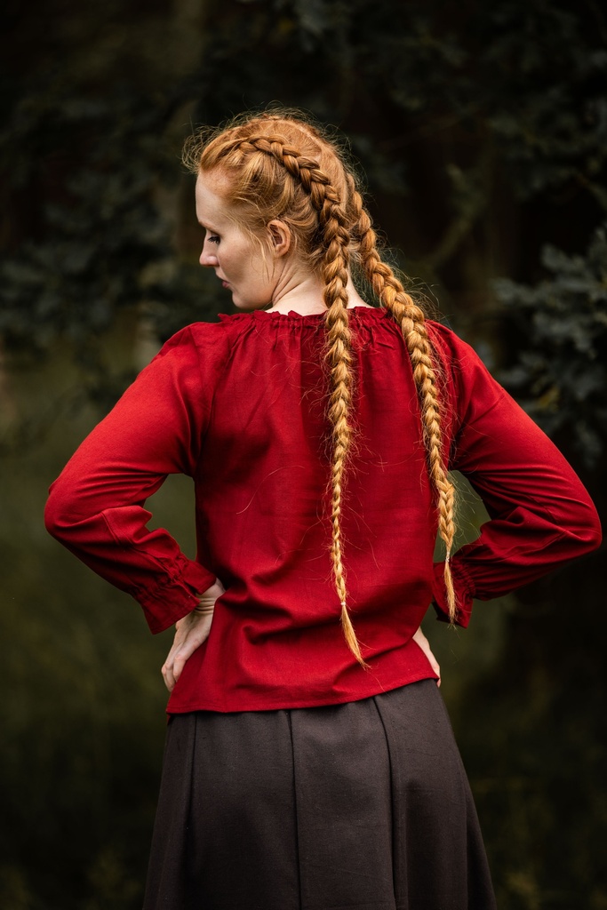 Mittelalterbluse mit Spitze "Bettina"Rot