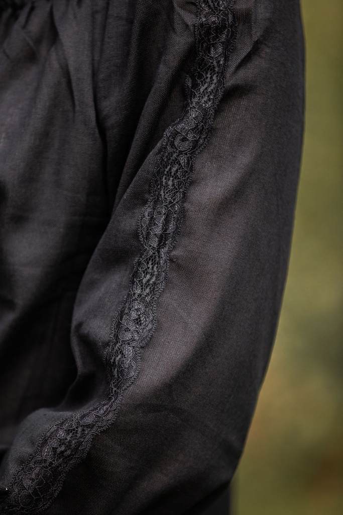 Mittelalterbluse mit Spitze "Bettina" Schwarz