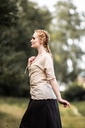 Kurzarm-Rüschenbluse "Bea" Hanffarben