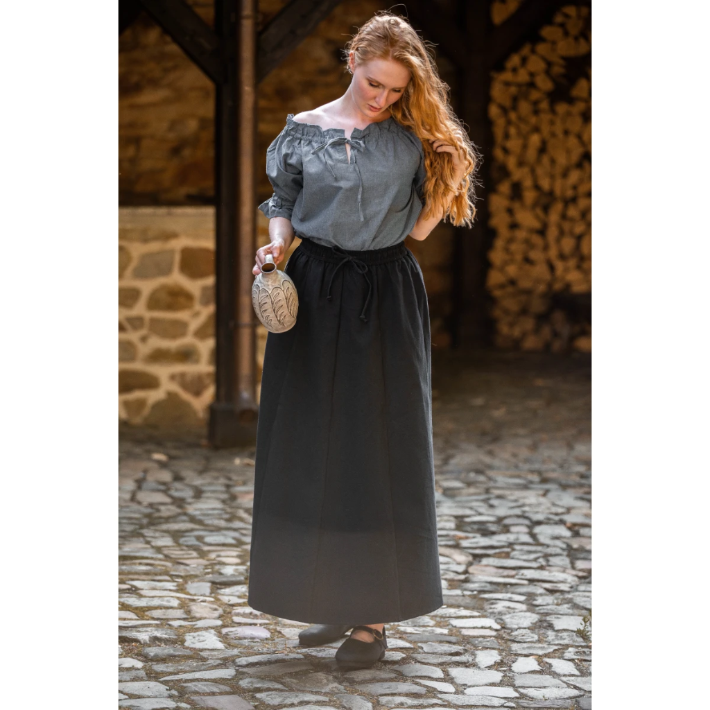 Mittelalterbluse Kurzarm "Verena" Taubenblau