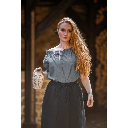 Mittelalterbluse Kurzarm "Verena" Taubenblau