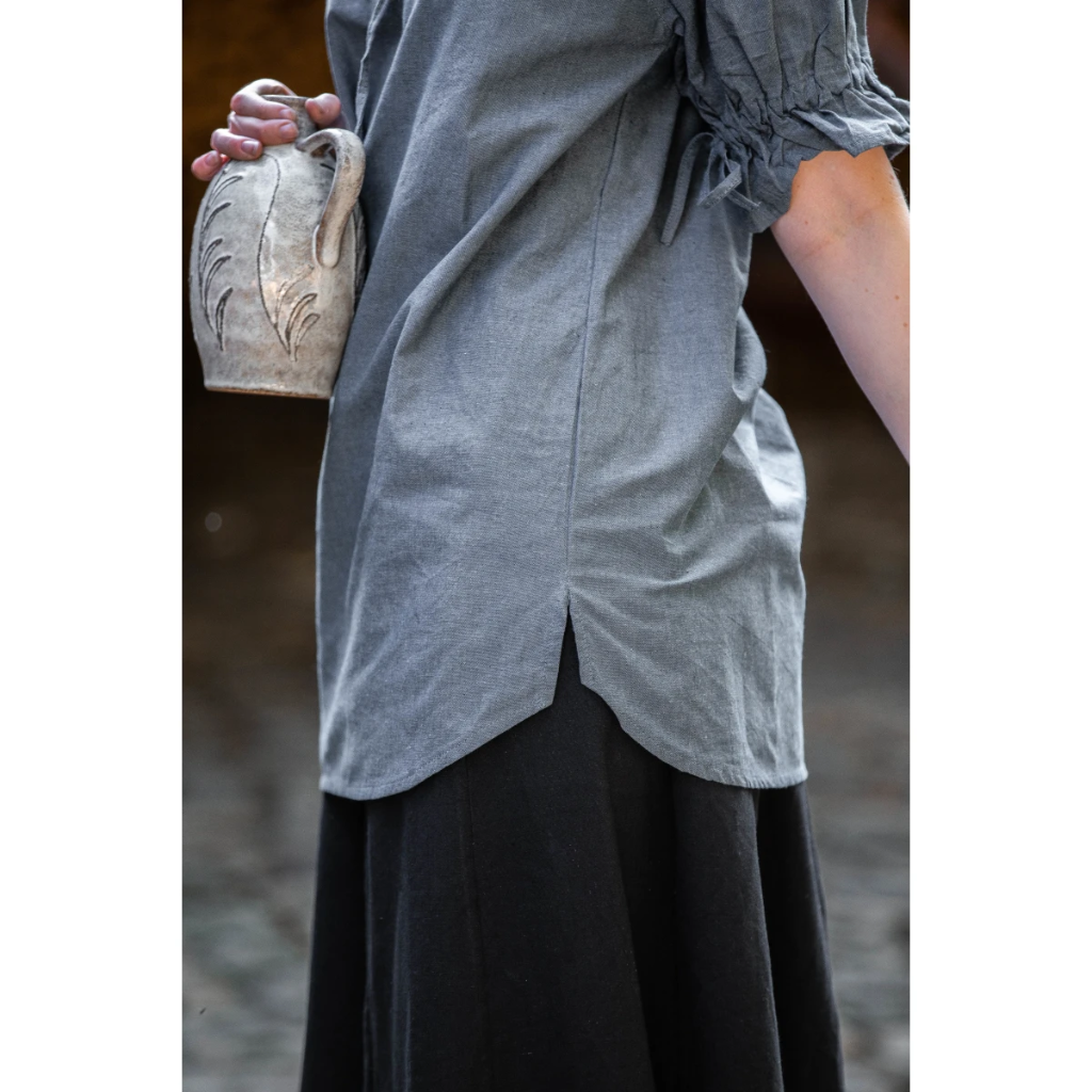 Mittelalterbluse Kurzarm "Verena" Taubenblau