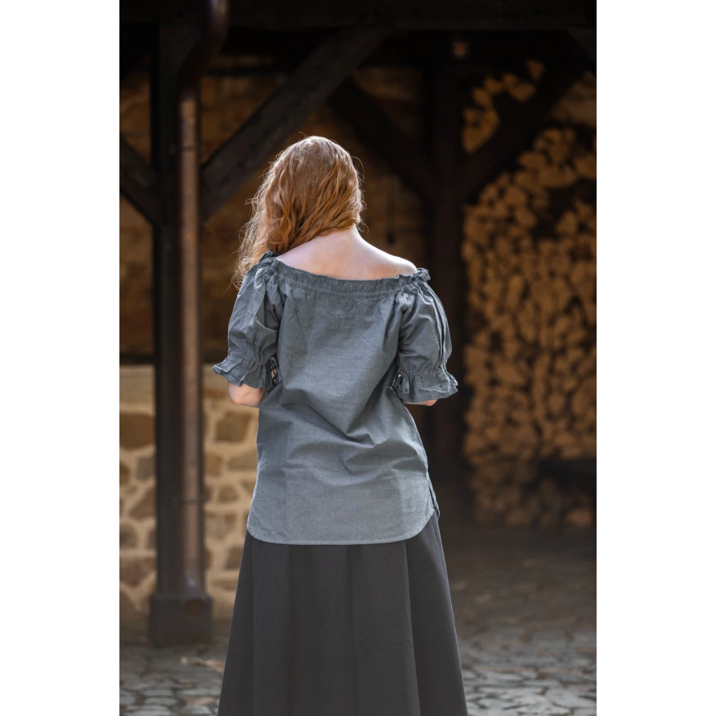 Mittelalterbluse Kurzarm "Verena" Taubenblau