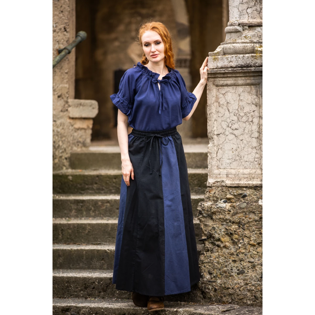 Mittelalterbluse Kurzarm "Verena" Dunkelblau