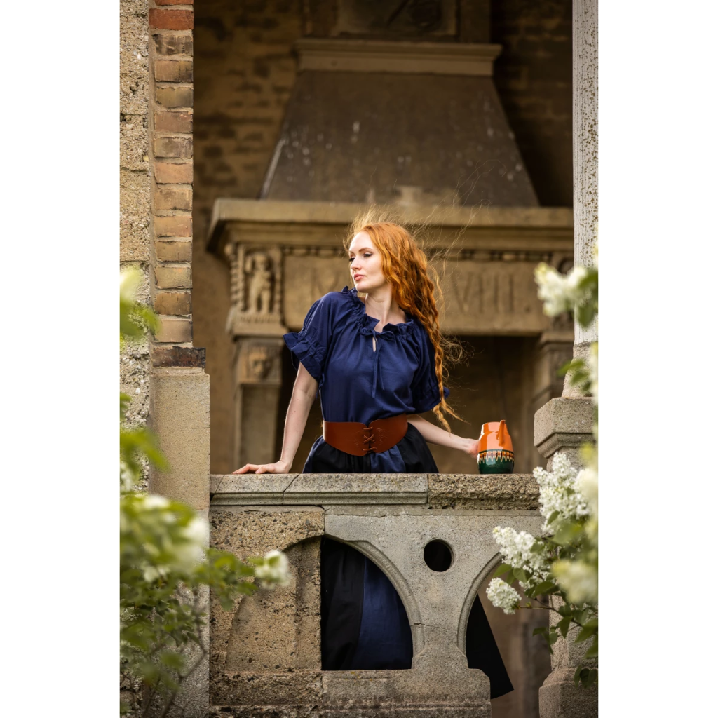 Mittelalterbluse Kurzarm "Verena" Dunkelblau