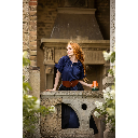 Mittelalterbluse Kurzarm "Verena" Dunkelblau