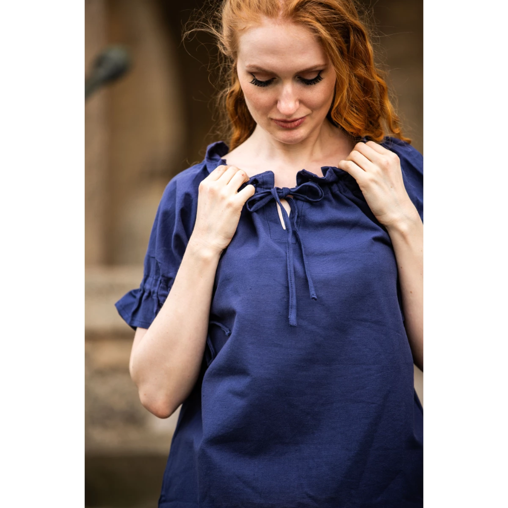 Mittelalterbluse Kurzarm "Verena" Dunkelblau