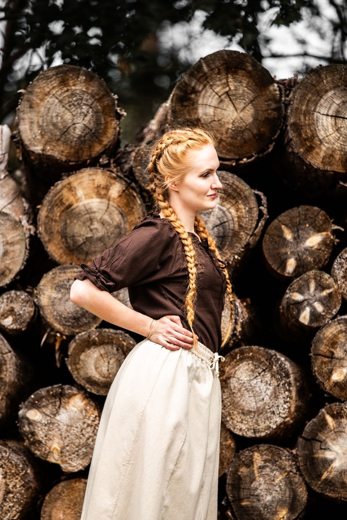 Mittelalter Kurzarmbluse "Vera" Dunkelbraun