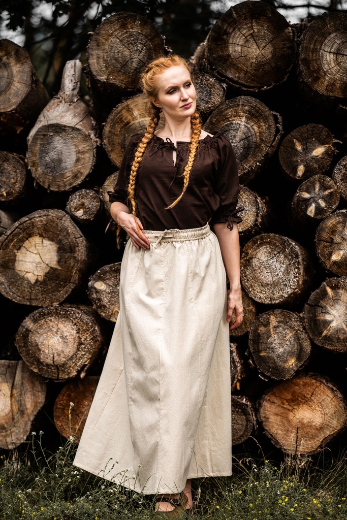 Mittelalter Kurzarmbluse "Vera" Dunkelbraun
