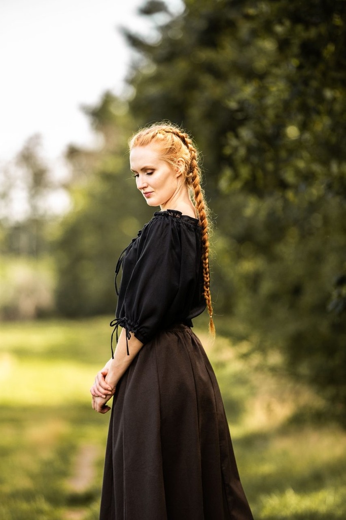 Mittelalter Kurzarmbluse "Vera" Schwarz