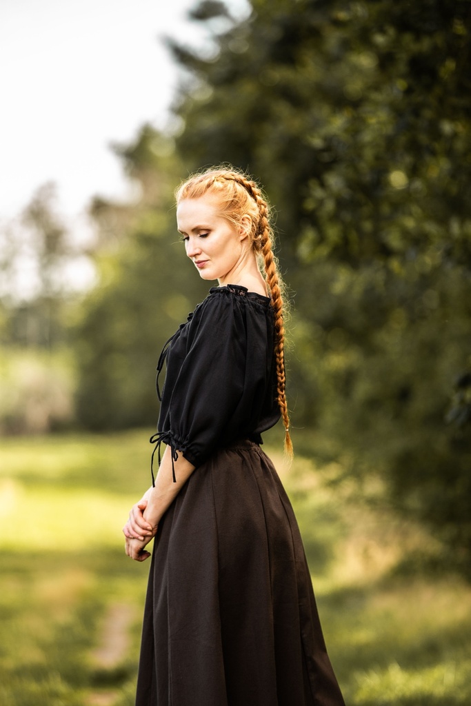 Mittelalter Kurzarmbluse "Vera" Schwarz