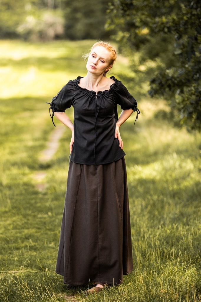 Mittelalter Kurzarmbluse "Vera" Schwarz