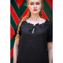 Mittelalterbluse "Otilia" mit kurzen Ärmeln Schwarz