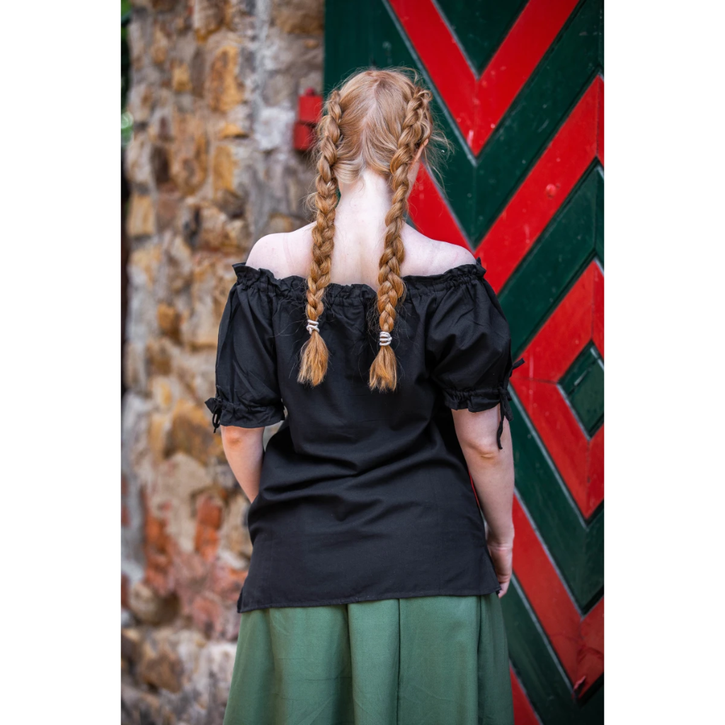 Mittelalterbluse "Otilia" mit kurzen Ärmeln Schwarz