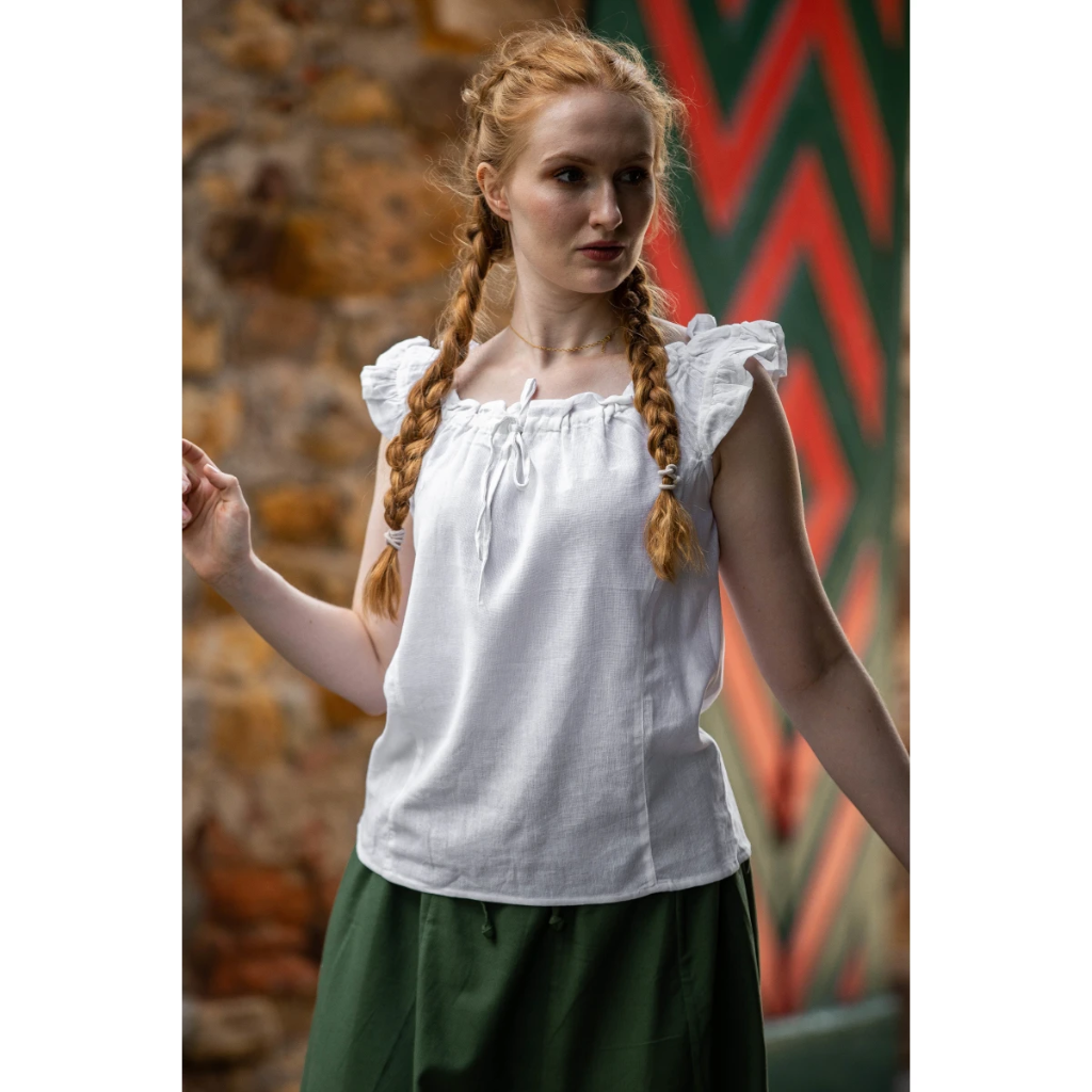Sommerbluse mit Rüsche "Lotte" Weiß