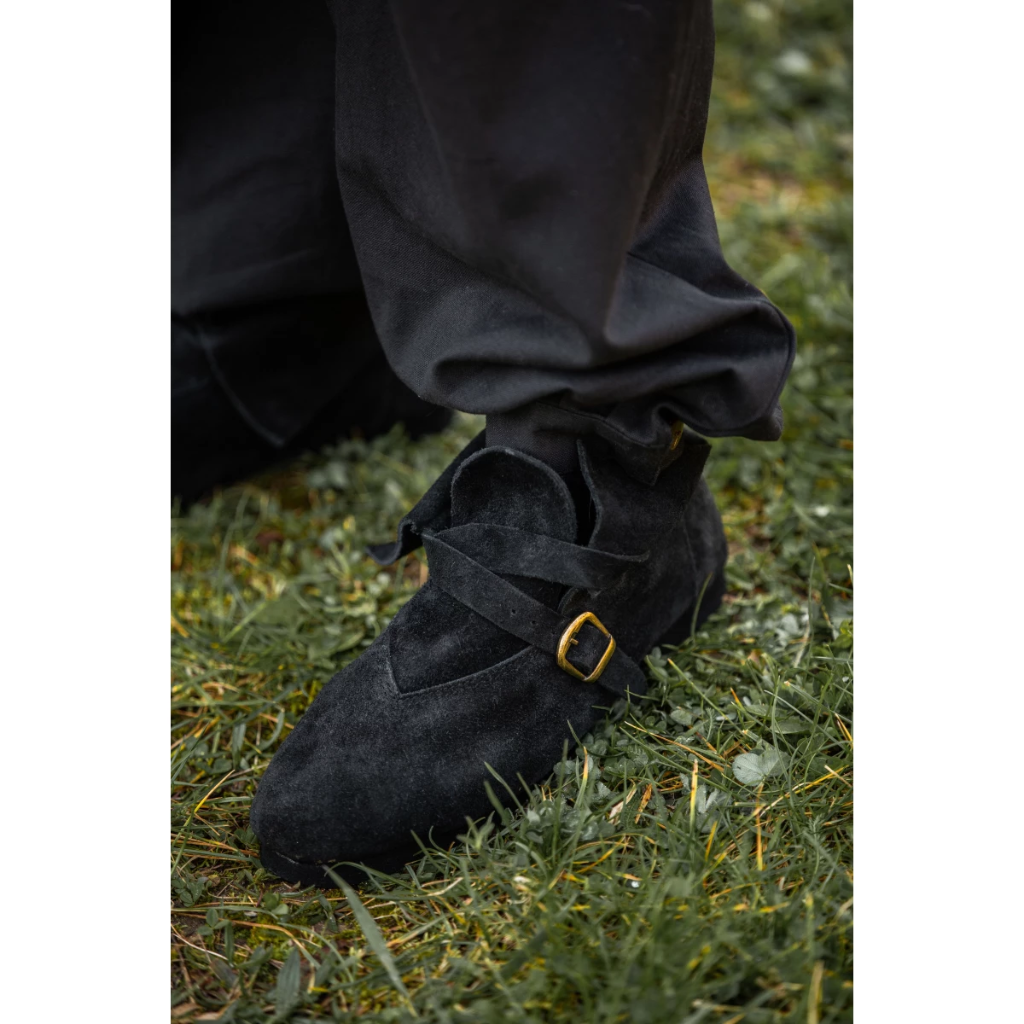 Mittelalterliche Schuhe mit Metallspange "Albin" schwarz - Mittelalterliches Schuhwerk
