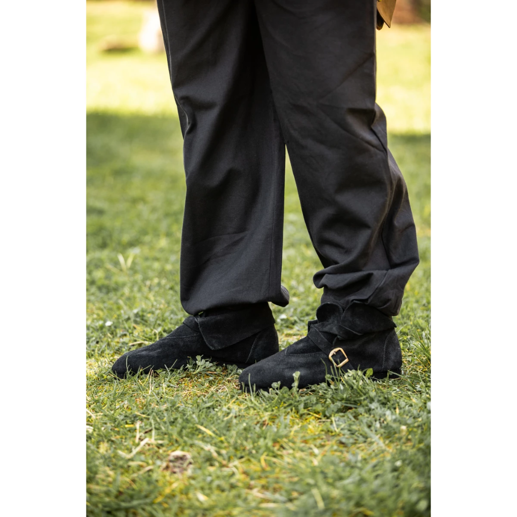 Mittelalterliche Schuhe mit Metallspange "Albin" schwarz - Mittelalterliches Schuhwerk
