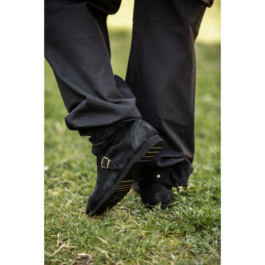 Mittelalterliche Schuhe mit Metallspange "Albin" schwarz - Mittelalterliches Schuhwerk