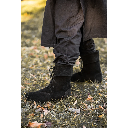 Mittelalterstiefel mit Schnürung und Stulpe Veloursleder schwarz - Mittelalterliches Schuhwerk